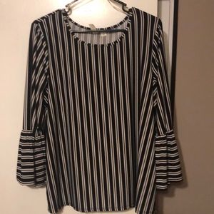 Black and white striped blouse